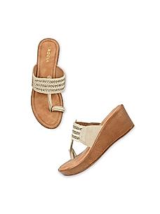 Rocia Beige Women Kolhapuri Wedges