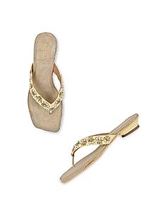 Rocia Gold Women Hand Embroidered Flats