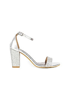 Rocia Silver shimmer strap block heels