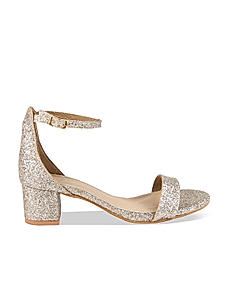 Rocia Gold ankle strap block heels