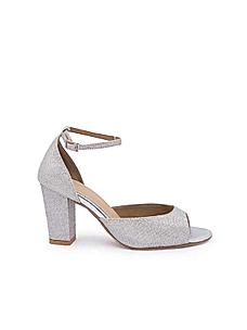 Rocia Silver Shimmer Strap Block Heels