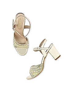 Rocia Gold Women Diamond Embellished Block Heels