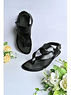 Zuccaro Black cross strap sandals