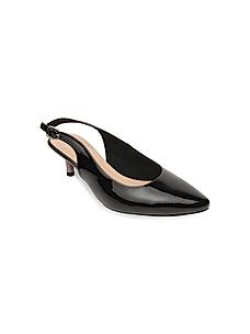 ROCIA BLACK WOMEN PATENT CLOSED TOE KITTEN HEEL SANDAL