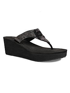 ROCIA BLACK WOMEN STONE WORK STRAP WEDGE