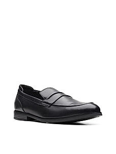 Clarks Mens Bradish Ease Black Leather Formal Slip On Shoes