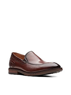 Clarks Mens Un Hugh Step Brown Leather Formal Slip On Shoes