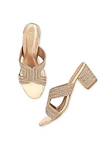 Rocia Rose Gold Women Diamond Embellished Block Heels