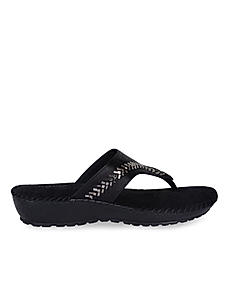 Rocia Black Women Embellished Comfort Flats