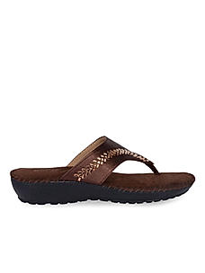 Rocia Brown Women Embellished Comfort Flats