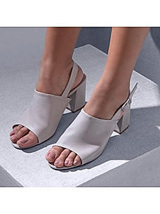 Rocia Grey Women Peep Toe High Heeled Block Heels