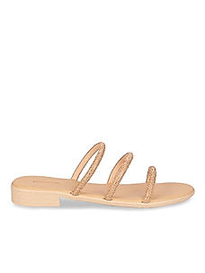 Rocia Rose Gold Women Embellished Strappy Flats