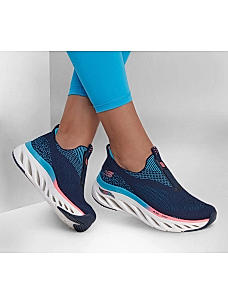 SKECHERS NAVY WOMENS ARCH FIT GLIDE-STEP SNEAKERS
