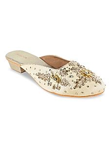Rocia Gold Women Embroidered Mules
