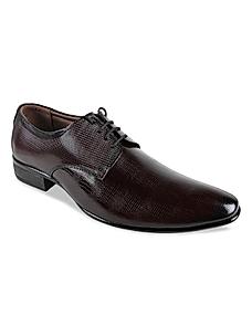 Regal Maroon Men Textured Leather Lace Ups