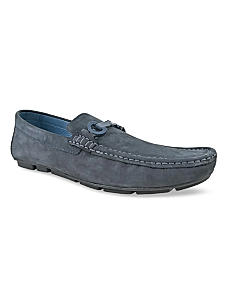 Imperio Blue Men Suede Leather Buckled Loafers