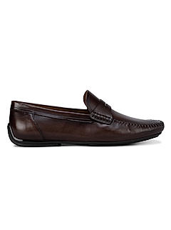 Brown Leather Panel Moccasins