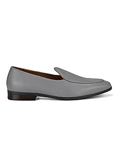 Grey Textured Leather Loafers
