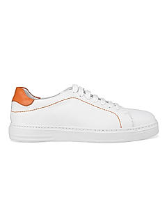 White and Orange Leather Sneakers