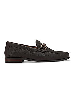 Coffee Leather Loafers With Buckle