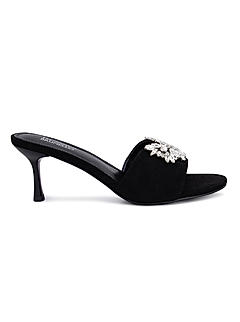 Black Studded Strap Heels
