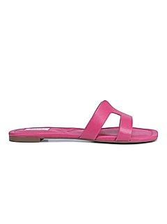 Pink Foux Leather Sliders