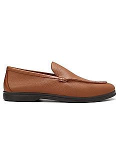 Tan Textured Leather Loafers