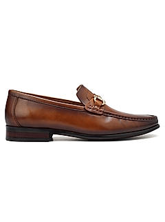 Tan Leather Loafers With Buckle