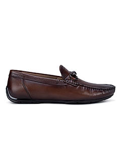 Brown Moccasins With Metal Embellishment