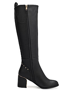 Black Knee High Studded Boots