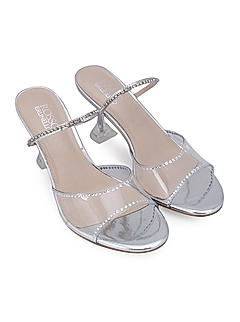 Silver Embellished Strappy Heels