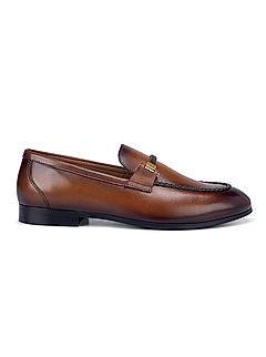 Tan Plain Braided Loafers