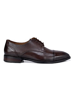 Coffee Leather Cap Toe Derby Shoes