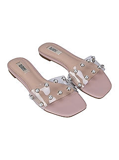 Pink Studded Strappy Flats
