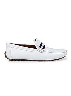 White Moccasins With Contrast Panel