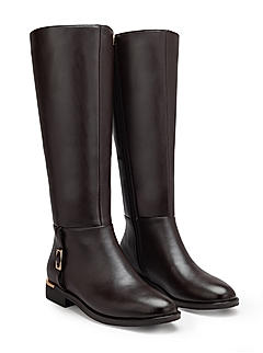 Coffee Leather Knee High Boots