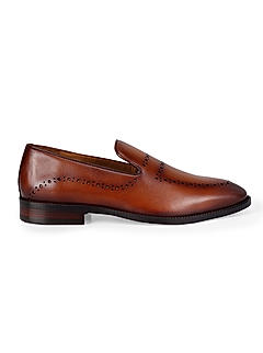 Tan Dual Tone Leather Loafers