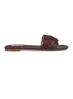 Burgundy Woven Strap Sliders