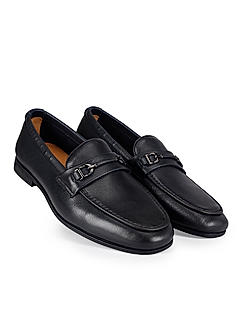 Navy Loafers With Buckle