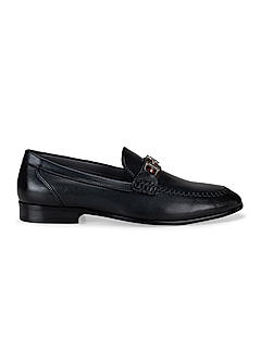 Navy Blue Embellished Loafers