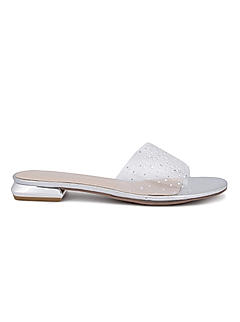 Silver Flats with Clear Embellished Strap
