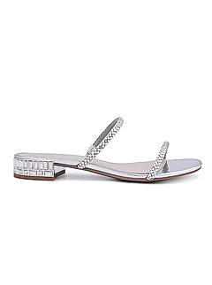Silver Embellished Strappy Flats