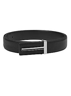 Black Textured Leather Men's Belt