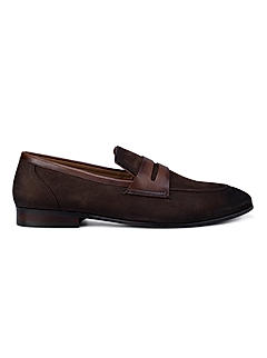 Brown Loafers with Leather Panel