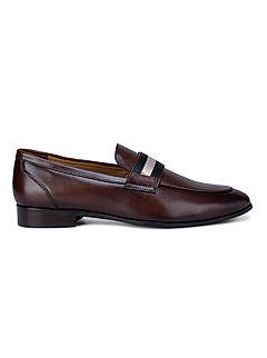 Brown Loafers with Contrast Panel