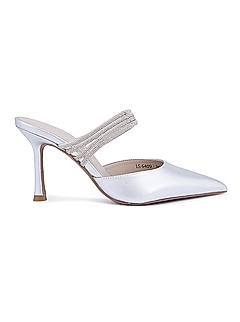 Silver Strap Embellished Heels