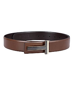 Brown Plain Leather Men's Belt