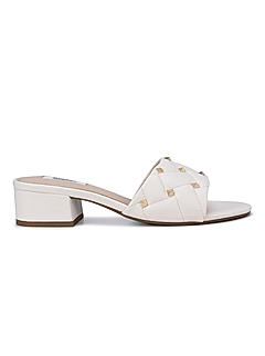 Off White Stud Embellished Quilted Heels