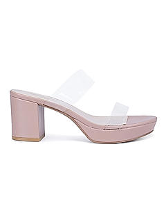 Pink Open Toe Platform Heels