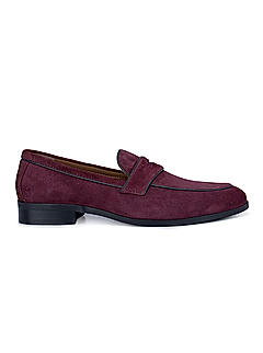 Burgundy Suede Leather Loafers
